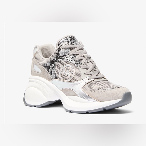 Michael Kors Zuma Snake Embossed Leather Trainer Sneakers Size9( NOT OUTLET ) - Picture 2 of 16